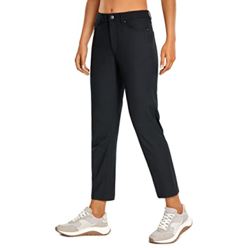 CRZ YOGA Women's High Rise Golf Pants Quick Dry Stretch Casual Straight Leg Dress Work Pants with 5 ...