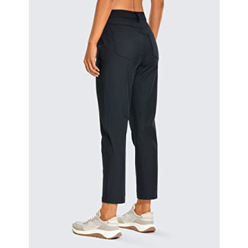 CRZ YOGA Women's High Rise Golf Pants Quick Dry Stretch Casual Straight Leg Dress Work Pants with 5 Pockets Black 26