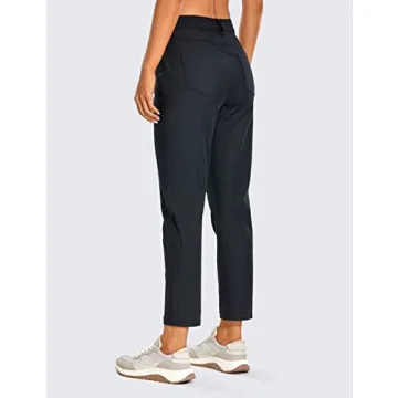 CRZ YOGA Women's High Rise Golf Pants Quick Dry Stretch Casual Straight Leg Dress Work Pants with 5 Pockets Black 26