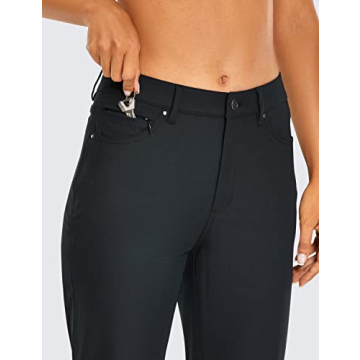 CRZ YOGA Women's High Rise Golf Pants Quick Dry Stretch Casual Straight Leg Dress Work Pants with 5 Pockets Black 26