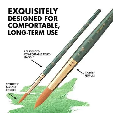 Princeton Artist Brush Co. Lauren Series 4350 - Short Handled Round Size 12 - Single Golden Synthetic Paintbrush for Watercolor and Acrylic Painting
