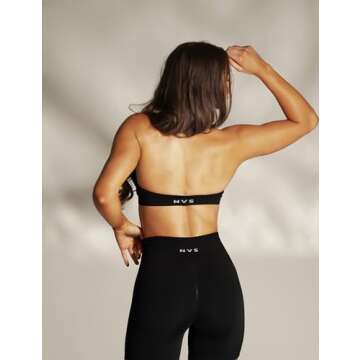 NEWVISISTER NVS Sports Bras for Women Open Back Amplify Halter Bra Adjustable Straps Padded Seamless Workout Crop Tops, Black, Small