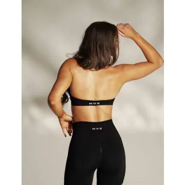 NEWVISISTER NVS Sports Bras for Women Open Back Amplify Halter Bra Adjustable Straps Padded Seamless Workout Crop Tops, Black, Small