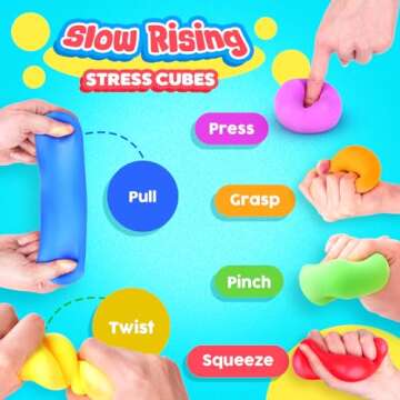 Stress Cube Fidget Toys for Kids: 18 Pack Squeeze Stress Balls Stress Relief Toys for Anxiety - Squi...
