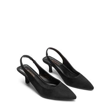 DREAM PAIRS Women's SDPU2334W-1 Closed Toe Kitten Heels Pointed Toe Slingback Low Heels Dress Bridal Wedding Pumps Shoes, Size 9, Black Suede