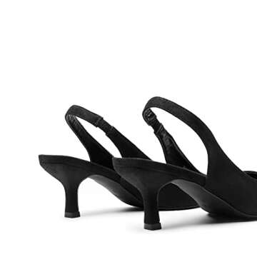 DREAM PAIRS Women's SDPU2334W-1 Closed Toe Kitten Heels Pointed Toe Slingback Low Heels Dress Bridal Wedding Pumps Shoes, Size 9, Black Suede