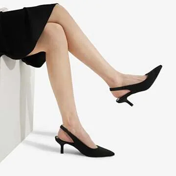 DREAM PAIRS Women's SDPU2334W-1 Closed Toe Kitten Heels Pointed Toe Slingback Low Heels Dress Bridal Wedding Pumps Shoes, Size 9, Black Suede