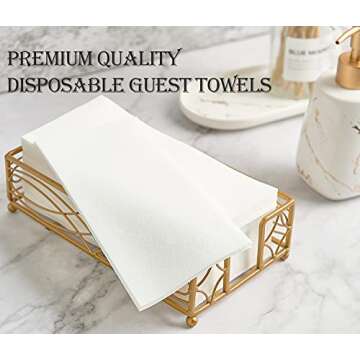 FOCUSLINE 100 Disposable Bathroom Napkins, Linen-Feel Paper Guest Towels, Soft and Absorbent Paper Hand Towels Party Napkins for Bathroom, Kitchen, Dinner, or Event, White, 12" x 17"