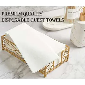 FOCUSLINE 100 Disposable Bathroom Napkins, Linen-Feel Paper Guest Towels, Soft and Absorbent Paper Hand Towels Party Napkins for Bathroom, Kitchen, Dinner, or Event, White, 12" x 17"