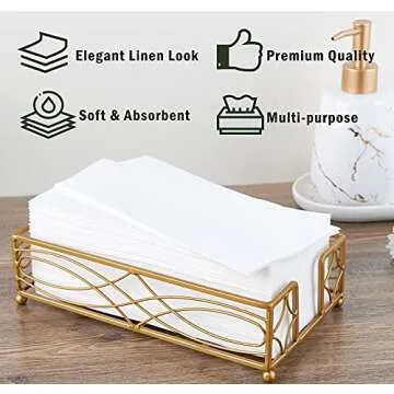 FOCUSLINE 100 Disposable Bathroom Napkins, Linen-Feel Paper Guest Towels, Soft and Absorbent Paper Hand Towels Party Napkins for Bathroom, Kitchen, Dinner, or Event, White, 12" x 17"