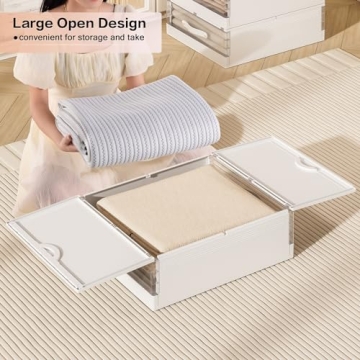 GUDEMAY Foldable Bed Sheet Organizers 4-Pack White