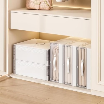 GUDEMAY Foldable Bed Sheet Organizers 4-Pack White