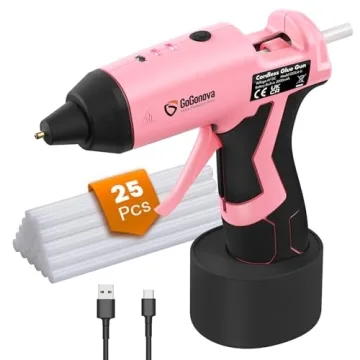 Gogonova Cordless Hot Glue Gun - 15s Fast Heating, 5Ah Battery, 25 Mini Glue Sticks