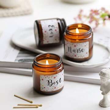 Nurse Appreciation Candle Set Gifts for Nurses, Nurse Week Gift Graduation Nurse Gift Practitioner Gifts, Best Nurse Ever 3 Pack Scented Nurse Retirement Candles Gifts