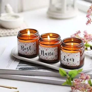 Nurse Appreciation Candle Set Gifts for Nurses, Nurse Week Gift Graduation Nurse Gift Practitioner Gifts, Best Nurse Ever 3 Pack Scented Nurse Retirement Candles Gifts