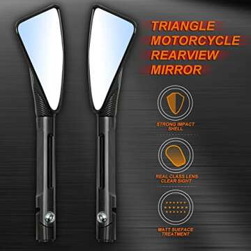 KATUR Black Triangle Demon Blade Style Motorcycle Mirrors for 7/8" Handlebars