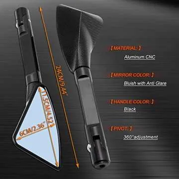 KATUR Motorcycle Rear View Mirrors - Sleek & Stylish Design