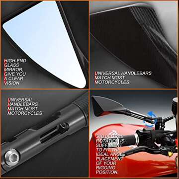 KATUR Motorcycle Rear View Mirrors - Sleek & Stylish Design
