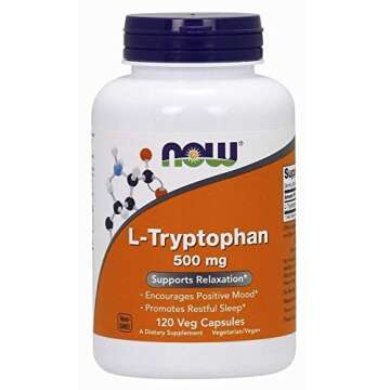 Now Foods L-tryptophan 500mg Veg-Capsules - 240 Count for Relaxation and Mood Support