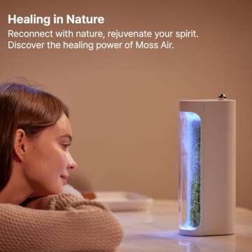 Mosslab Moss Air - Living Moss Humidifier | Aesthetic & Relaxing | Mindfulness & Meditation | Easy-Care Indoor Plants | Terrarium & Tabletop Decor | Mist Waterfall | Portable & Whisper-Quiet