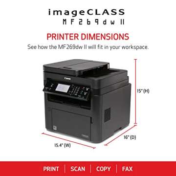 Canon imageCLASS MF269dw II - Monochrome, Duplex Wireless Laser Printer, All-in-One with Scanner, Co...