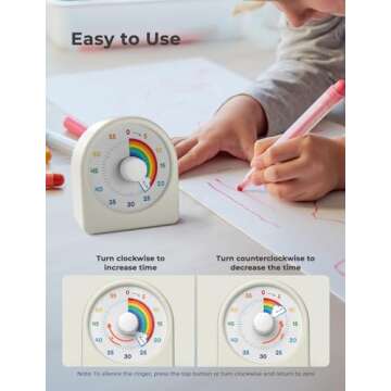 LIORQUE 60 Minute Visual Timer for Kids, Rechargeable Visual Countdown Timer Clock, Kids Timer for C...