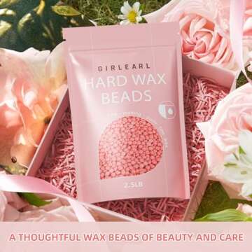 GIRLEARLE Hard Wax Beads for Hair Removal, 2.5lb, Rose Oil Infused, Brazilian Bikini Wax for Women Men, Sensitive Skin, Full Body Legs Face Underarms Waxing Beads