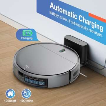 MAMNV Robot Vacuum and Mop Combo, WiFi/App, Robotic Vacuum Cleaner with Schedule, 2 in 1 Mopping Robot Vacuum with Watertank and Dustbin, Self-Charging, Slim, Ideal for Hard Floor, Pet Hair, Carpet