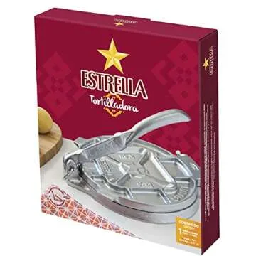 Estrella 7.5 Inch Cast Iron Tortilla Press for Authentic Tortillas
