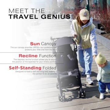 gb Pockit+ All-Terrain, Ultra Compact Lightweight Travel Stroller with Canopy and Reclining Seat in Night Blue, 10.6 pounds