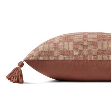 Loloi Ellery Pillow, 18x18 Cover Only, Clay