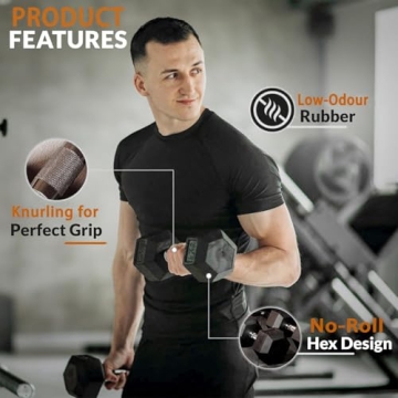 450 LBS Rubber Hex Dumbbell Set with Rack for Home Gym