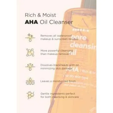 Hanskin AHA Pore Cleansing Oil for Dry Skin, Exfoliating, Waterproof Makeup Remover Facial Cleanser, Moisturizing for Soft Skin, Korean Skincare [AHA/10.14 oz.]