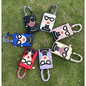 Novelty Unique 3D Lady Face PU Leather Top Handle Satchel Handbags for Women Funky Tote Purse Hobo Crossbody Shoulder bags (Black)