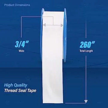 Supply Giant I34 PTFE Thread Seal Tape for Plumbers 3/4 Inch x 260 Inch, Single, White