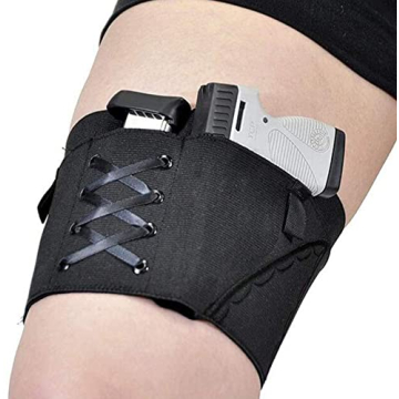 DULRLLY Concealed Carry Gun Leg Holster: Adjustable Ladies Black Thigh Holster