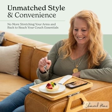 Shamrock Home Bamboo Couch Arm Table - Durable & Space-Saving