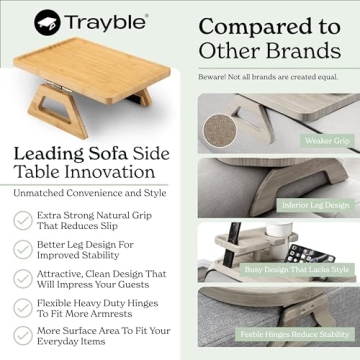 Shamrock Home Bamboo Couch Arm Table - Durable & Space-Saving