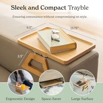 Shamrock Home Bamboo Couch Arm Table - Durable & Space-Saving