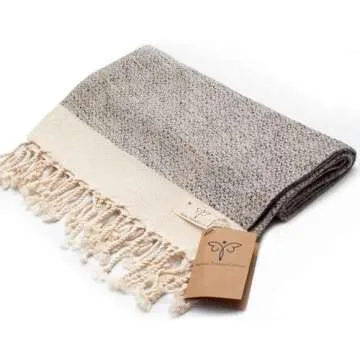 SMYRNA TURKISH COTTON Vintage Series Turkish Hand Towels, 16x40 inch, Decorative Turkish Hand Towels for Bathroom, Kitchen, Face, Hair, Tea, Yoga, Gym, Dishcloth Set of 2, Beige