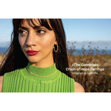 Benevolence LA Chain Hoop Earrings for Women, Hoop Earrings for Women, Chunky Gold Plated Hoop Earrings, Large Gold Dipped Hoop Earrings, Women's Hoop Earrings 30mm