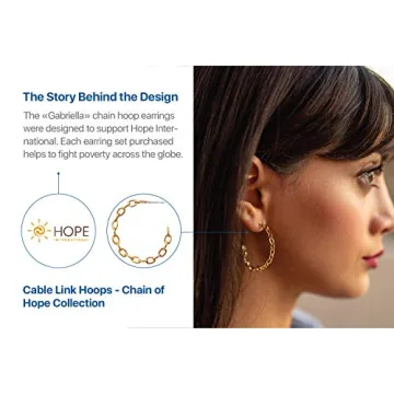 Benevolence LA Chain Hoop Earrings for Women, Hoop Earrings for Women, Chunky Gold Plated Hoop Earrings, Large Gold Dipped Hoop Earrings, Women's Hoop Earrings 30mm