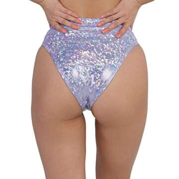 iHeartRaves Lavender Dreamz Holographic High Cut Booty Shorts (X-Small)
