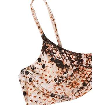 MakeMeChic Women's Snakeskin Print High Waist Strap Bikini Set Swimsuit with Belted Multi S