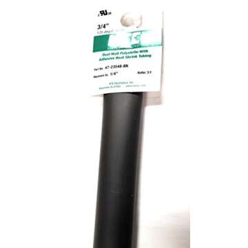 NTE Electronics 47-23548-BK Heat Shrink Tubing, Dual Wall with Adhesive, 3:1 Shrink Ratio, 3/4" Diameter, 48" Length, Black