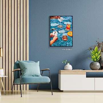 Cmoqtiv Vintage Funky Preppy Blue Poker Playing Cards Wall Art - Retro Trendy Cocktail Posters Room ...