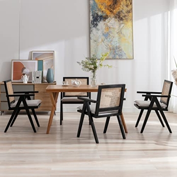 QUINJAY Rattan Dining Chairs Set Farmhouse Style Comfort