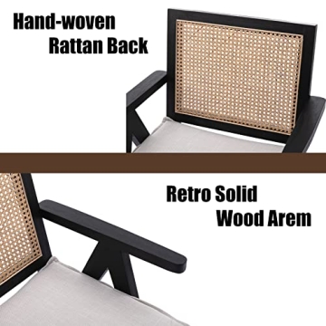 QUINJAY Rattan Dining Chairs Set Farmhouse Style Comfort