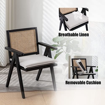 QUINJAY Rattan Dining Chairs Set Farmhouse Style Comfort