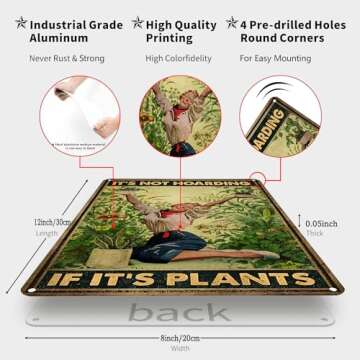 Bestylez Gardening Gifts Vintage Gardening Sign It‘s Not Hoarding If It's Plants Tin Sign for Home...